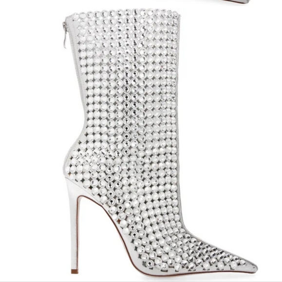 Azalea Wang pointed toe bootie laden with glinting rhinestones. - Picture 2 of 3